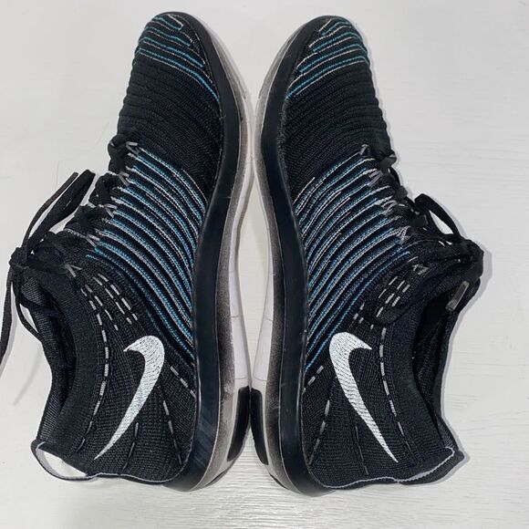 Nike Free Transform Flyknit Black Blue Striped Athletic Gym Shoes Trainers Sz 8 - Picture 11 of 14